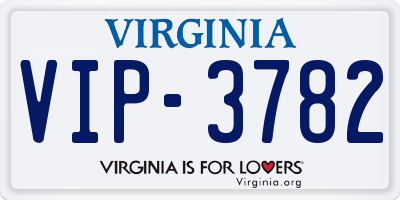 VA license plate VIP3782