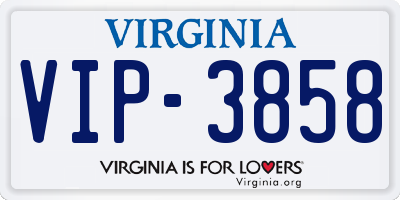 VA license plate VIP3858