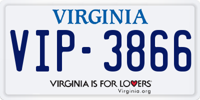 VA license plate VIP3866
