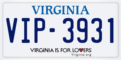 VA license plate VIP3931