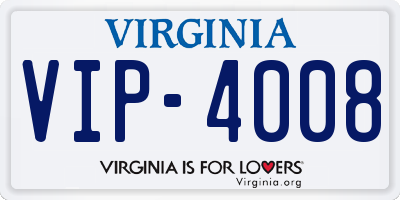 VA license plate VIP4008