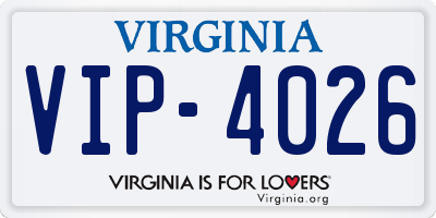 VA license plate VIP4026