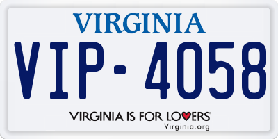 VA license plate VIP4058