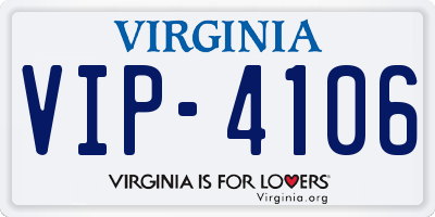 VA license plate VIP4106