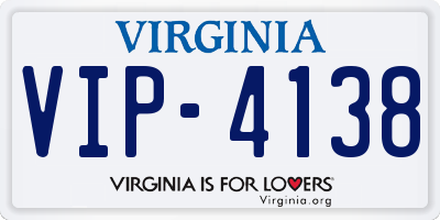 VA license plate VIP4138