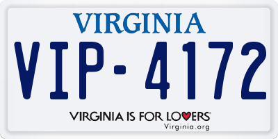 VA license plate VIP4172