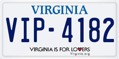VA license plate VIP4182