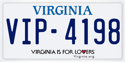 VA license plate VIP4198