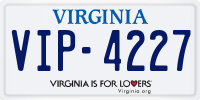 VA license plate VIP4227