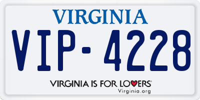 VA license plate VIP4228