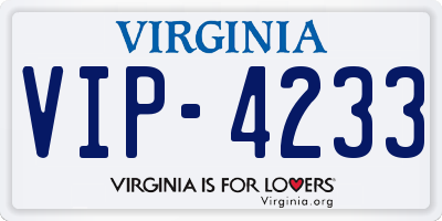 VA license plate VIP4233