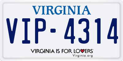 VA license plate VIP4314