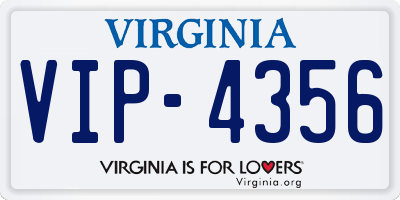 VA license plate VIP4356