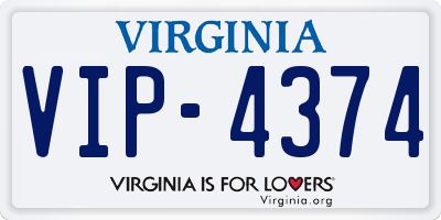 VA license plate VIP4374