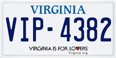 VA license plate VIP4382