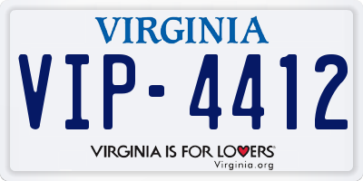 VA license plate VIP4412
