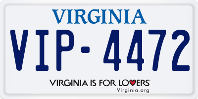 VA license plate VIP4472