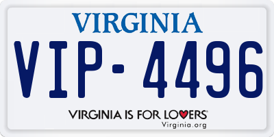 VA license plate VIP4496