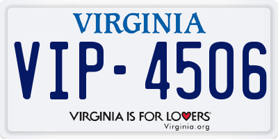 VA license plate VIP4506