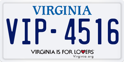 VA license plate VIP4516