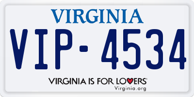 VA license plate VIP4534