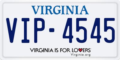 VA license plate VIP4545