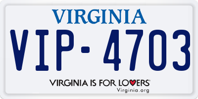 VA license plate VIP4703
