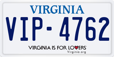 VA license plate VIP4762