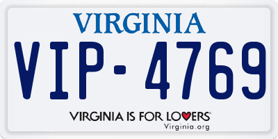 VA license plate VIP4769