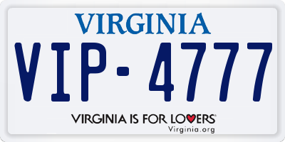 VA license plate VIP4777