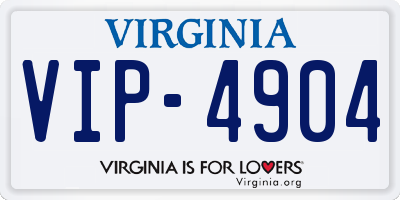 VA license plate VIP4904