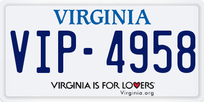 VA license plate VIP4958