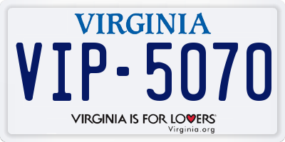 VA license plate VIP5070