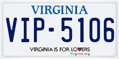 VA license plate VIP5106