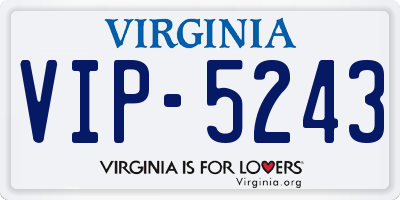 VA license plate VIP5243