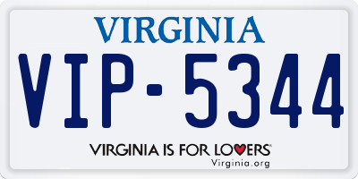 VA license plate VIP5344