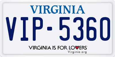 VA license plate VIP5360