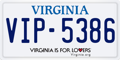 VA license plate VIP5386