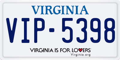 VA license plate VIP5398
