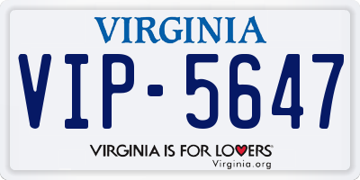 VA license plate VIP5647