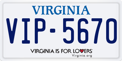 VA license plate VIP5670
