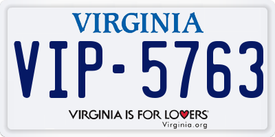VA license plate VIP5763