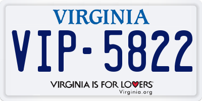 VA license plate VIP5822