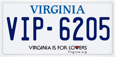 VA license plate VIP6205