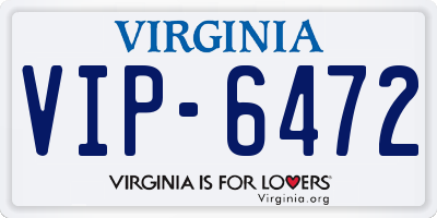 VA license plate VIP6472