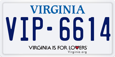 VA license plate VIP6614