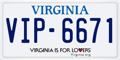 VA license plate VIP6671