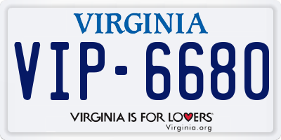 VA license plate VIP6680