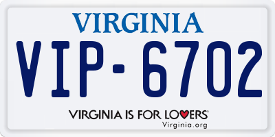 VA license plate VIP6702