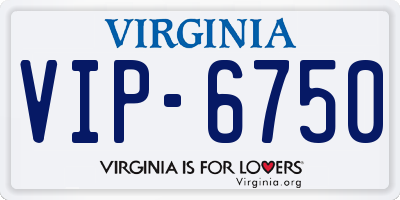 VA license plate VIP6750
